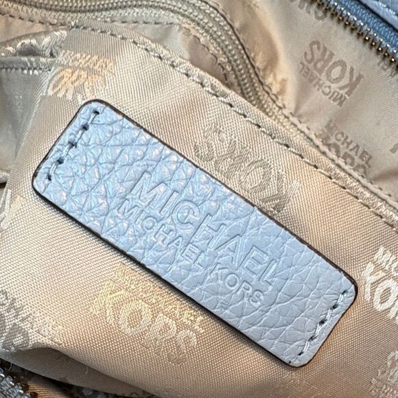 Michael Kors Hamilton Denim Pebbled Leather Convertible Satchel - Picture 15 of 16